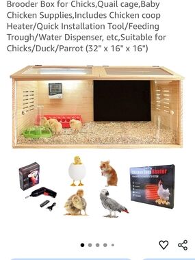 Wooden Brooder Box for Small Pets with Accessories - Natural